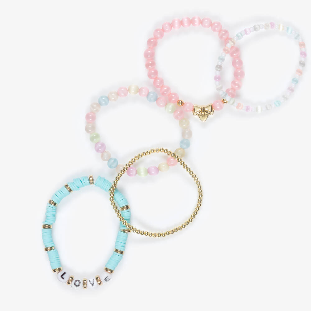 Angel's Face-Girls Pink & Blue Beaded Bracelet (5 Pack) | Childrensalon