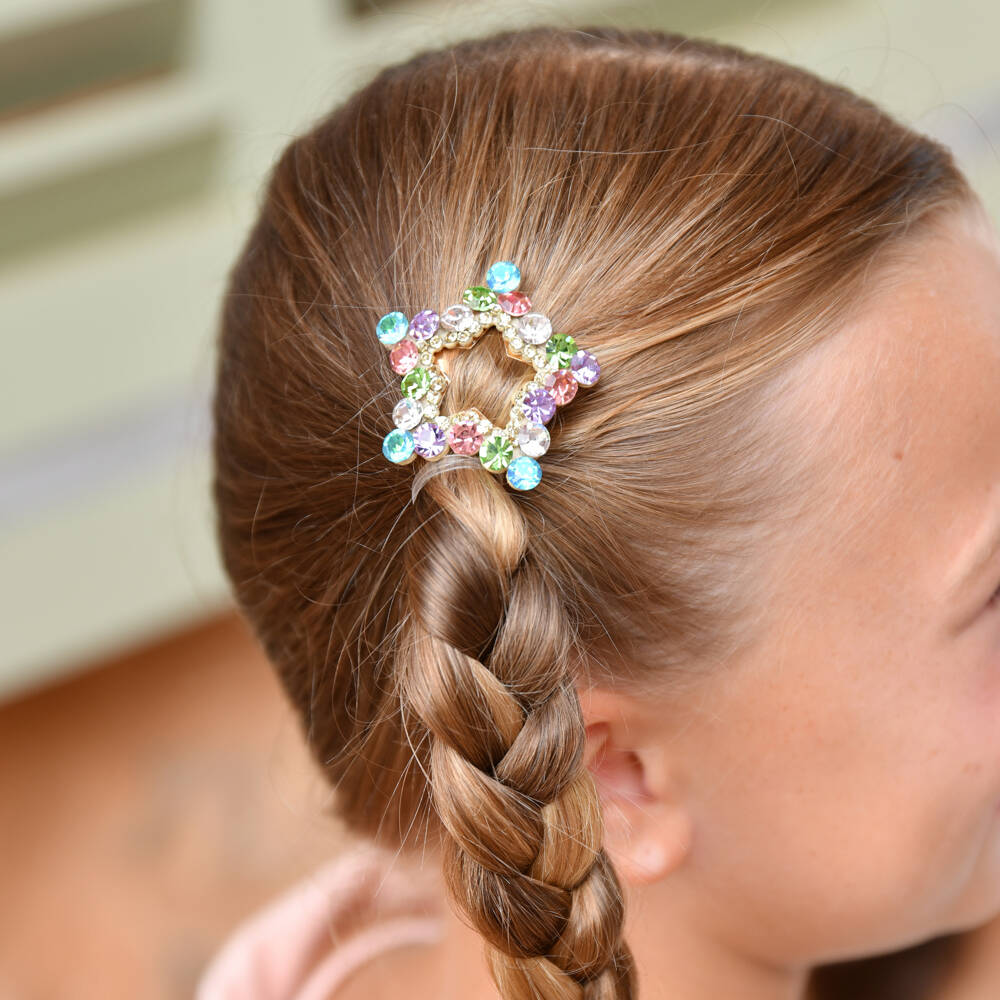 Angel's Face-Girls Pink & Blue Diamanté Star Hair Clip (4cm) | Childrensalon