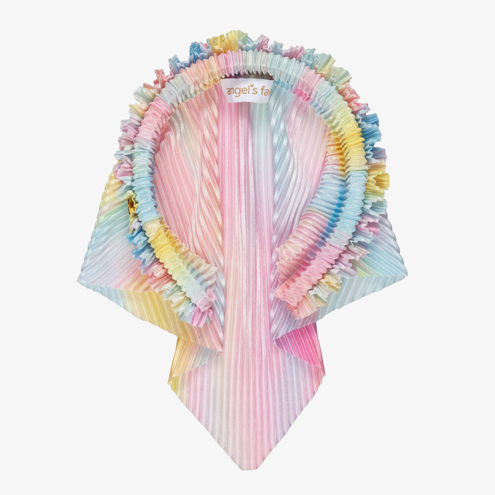 Angel's Face-Girls Pink Blue & Yellow Hairband with Pleated Headscarf | Childrensalon