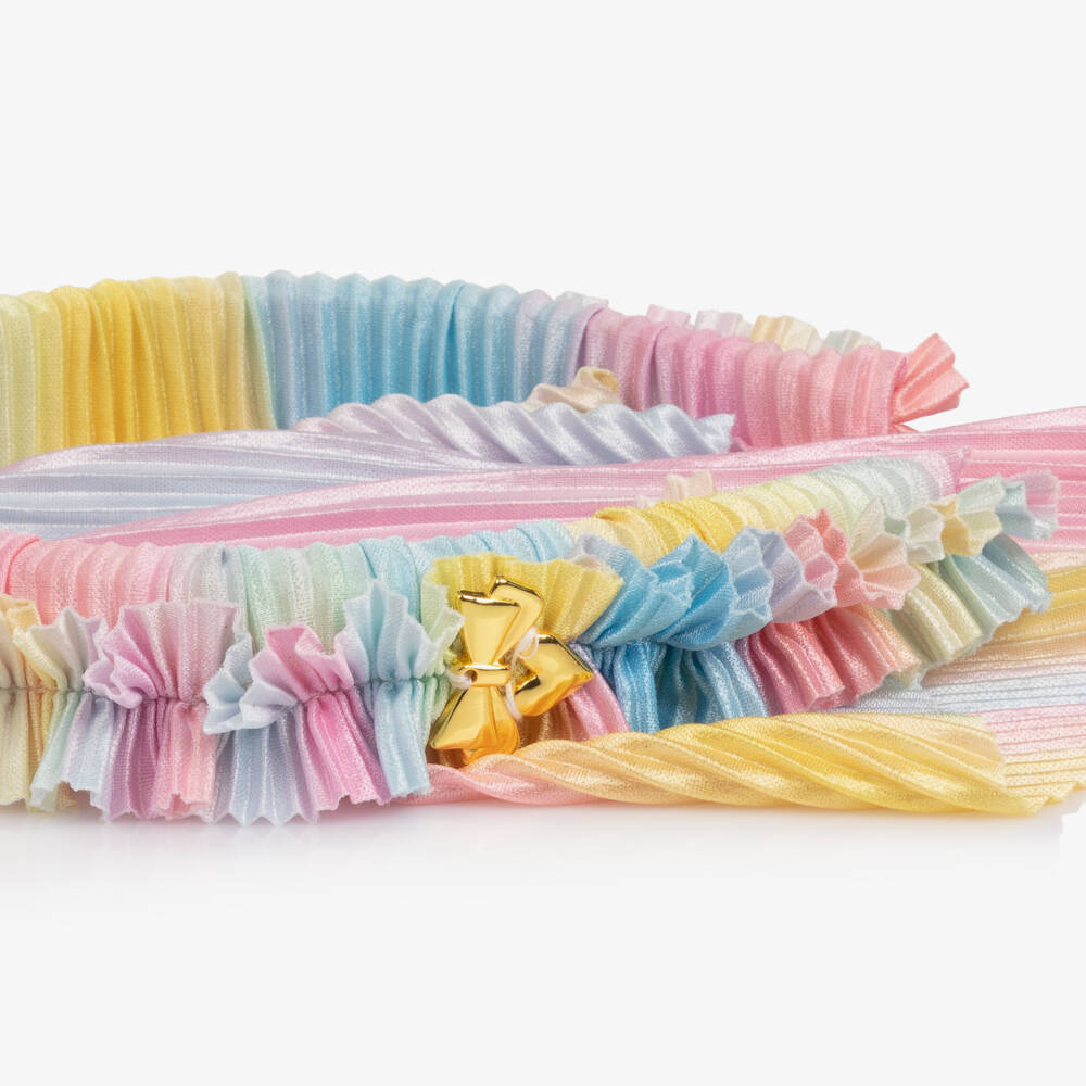 Angel's Face-Girls Pink Blue & Yellow Hairband with Pleated Headscarf | Childrensalon