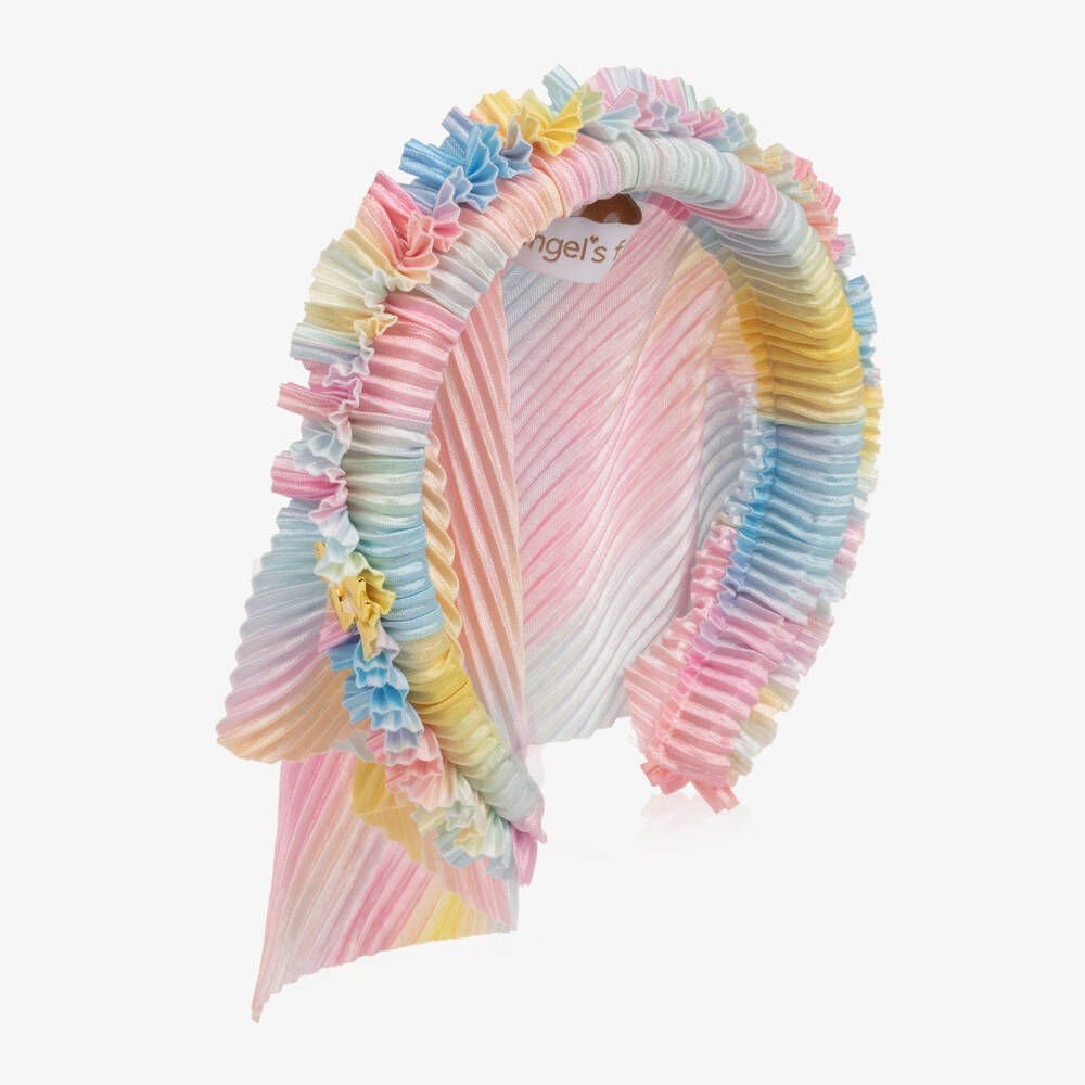Angel's Face-Girls Pink Blue & Yellow Hairband with Pleated Headscarf | Childrensalon