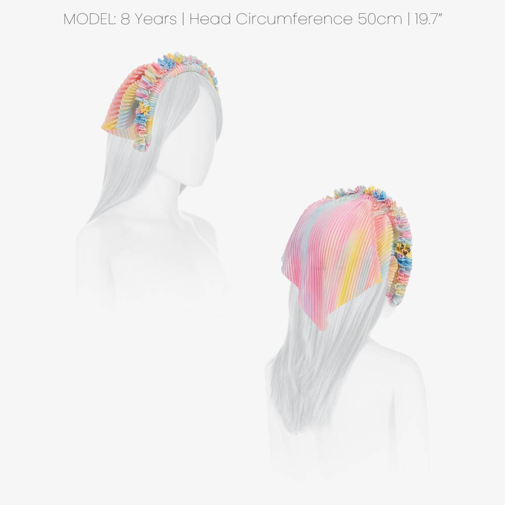 Angel's Face-Girls Pink Blue & Yellow Hairband with Pleated Headscarf | Childrensalon