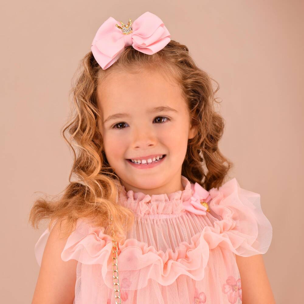 Angel's Face-Girls Pink Bow Hair Clip (11cm) | Childrensalon