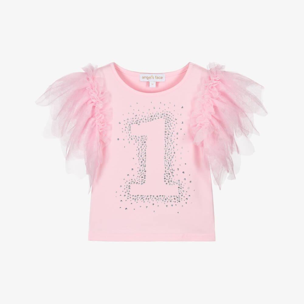 Angel's Face- تيشيرت لعيد الميلاد الأول قطن لون زهري للبنات الرضع | Childrensalon