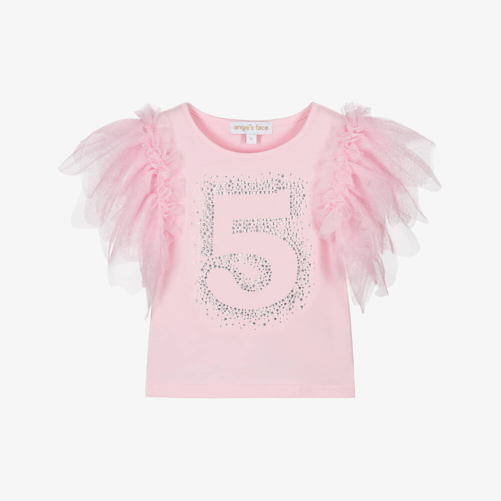 Angel's Face-Розовая хлопковая футболка на 1-й День рождения | Childrensalon