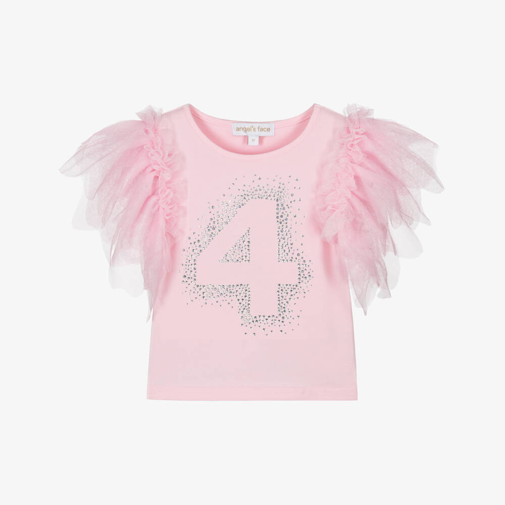 Angel's Face-Розовая хлопковая футболка на 1-й День рождения | Childrensalon