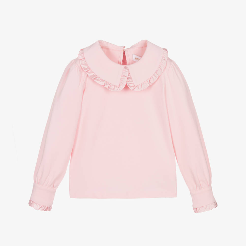 Angel's Face-Girls Pink Cotton Collared Top | Childrensalon