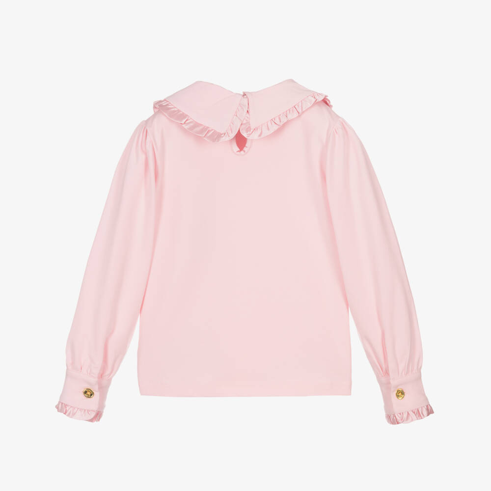 Angel's Face-Girls Pink Cotton Collared Top | Childrensalon