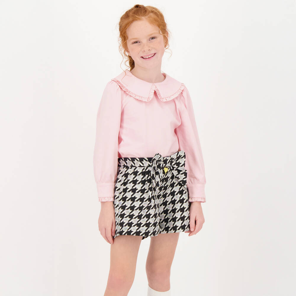 Angel's Face-Girls Pink Cotton Collared Top | Childrensalon