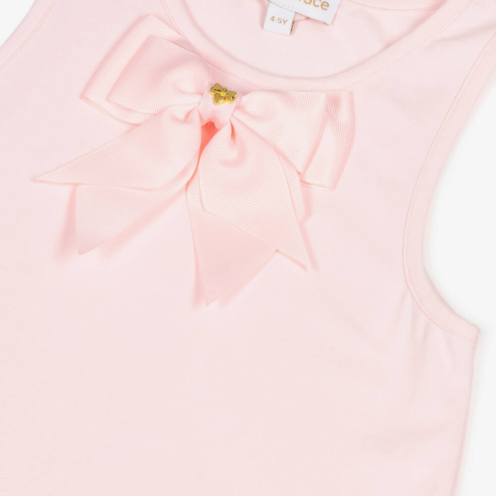 Angel's Face-Girls Pink Cotton Jersey Dress with Rainbow Tulle Hem | Childrensalon