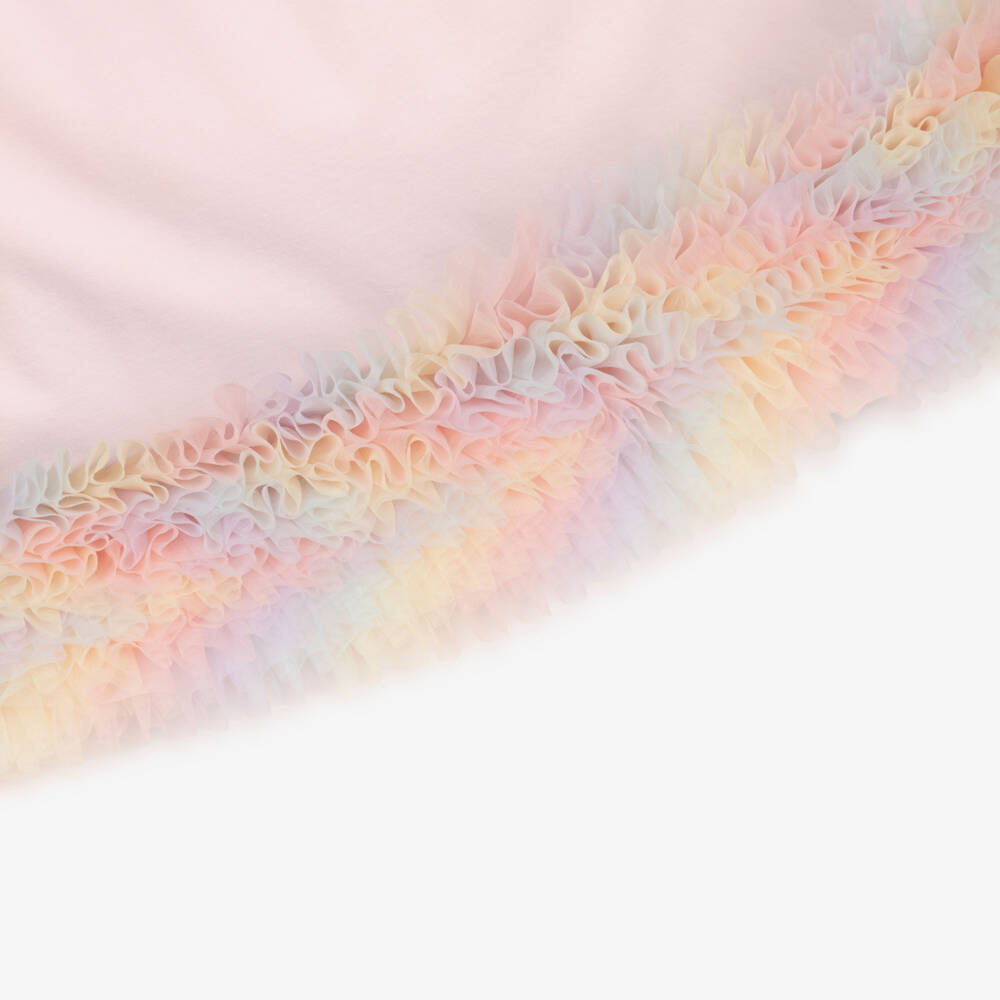 Angel's Face-Girls Pink Cotton Jersey Dress with Rainbow Tulle Hem | Childrensalon