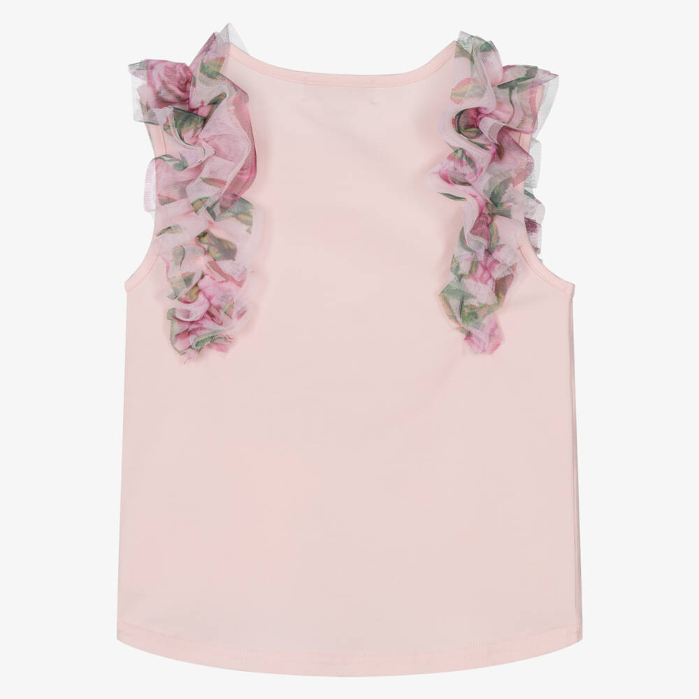 Angel's Face-بلوزة بكشكش تول وقطن لون زهري | Childrensalon