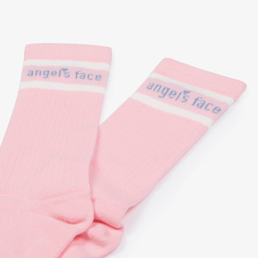 Angel's Face-Girls Pink Cotton Rich Long Socks | Childrensalon