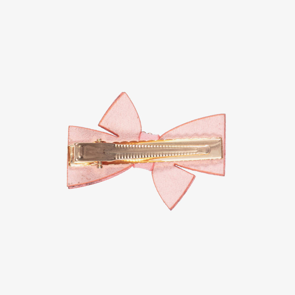 Angel's Face-Girls Pink Diamanté Embellished Bow Hair Clip (6cm) | Childrensalon