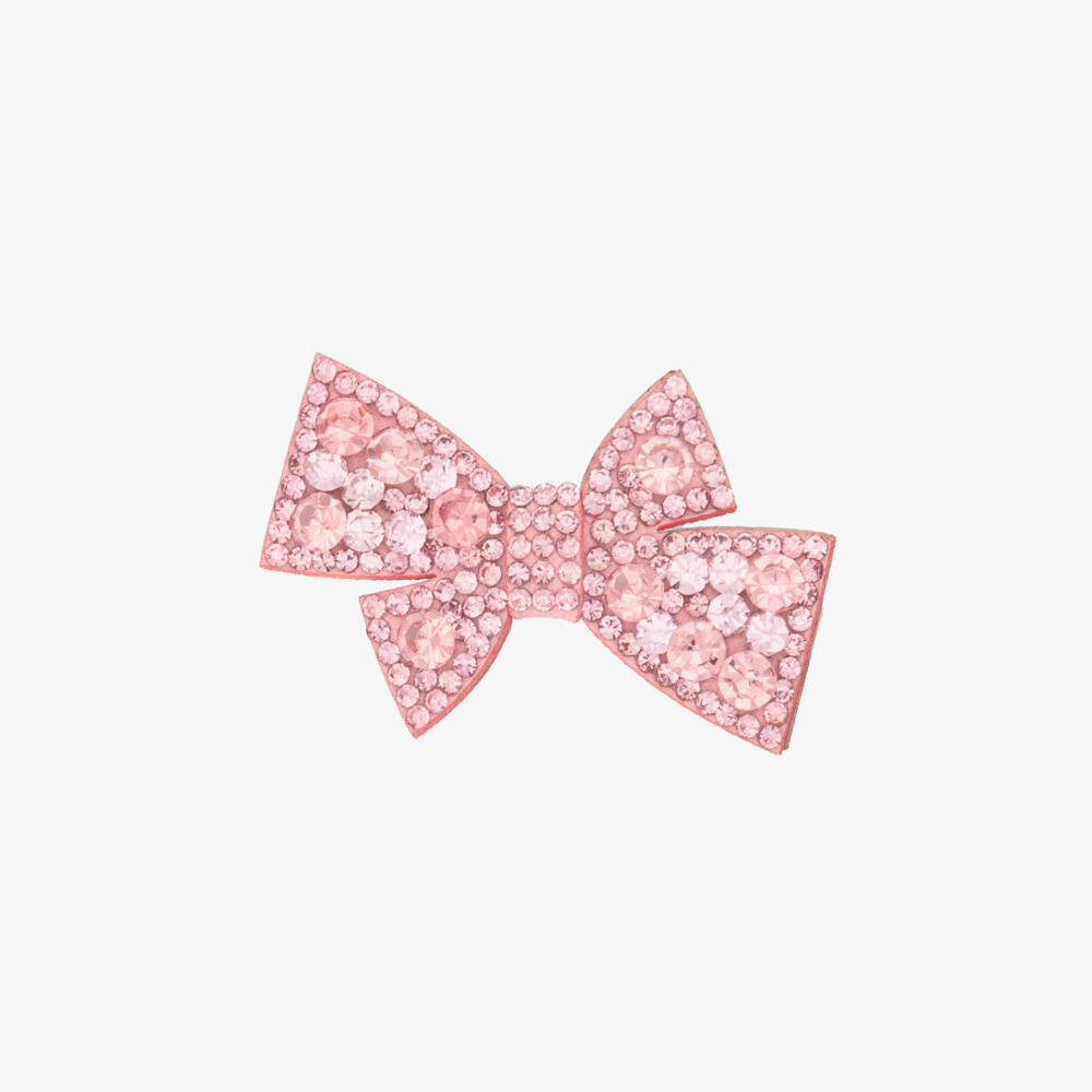 Angel's Face-Girls Pink Diamanté Embellished Bow Hair Clip (6cm) | Childrensalon
