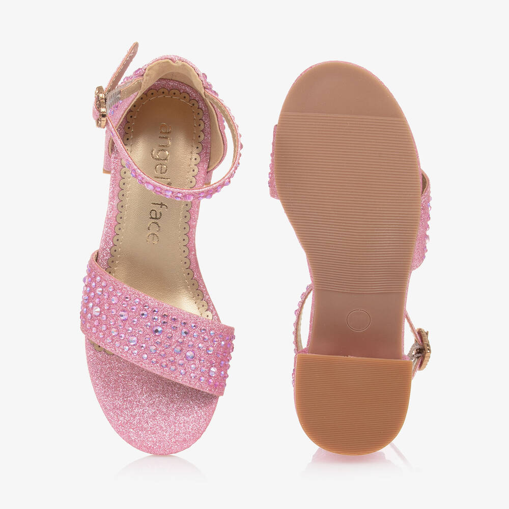 Angel's Face-Girls Pink Diamanté Heeled Sandals | Childrensalon