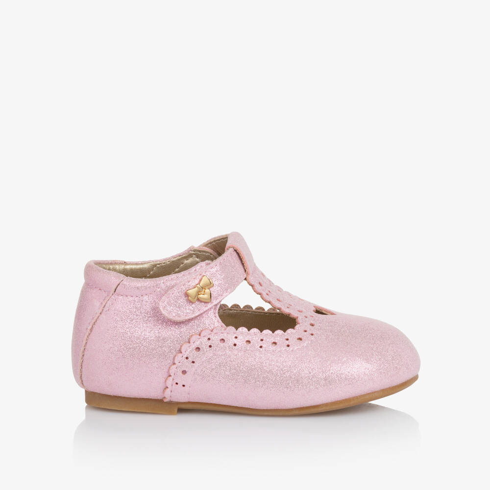 Angel's Face-Girls Pink Faux Leather First Walker T-Bar Shoes | Childrensalon
