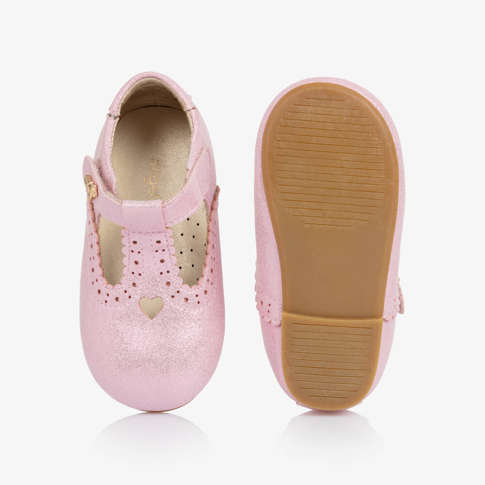 Angel's Face-Girls Pink Faux Leather First Walker T-Bar Shoes | Childrensalon