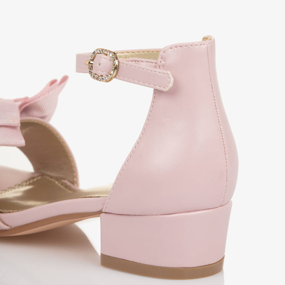 Angel's Face-Girls Pink Faux Leather Low Heeled Sandal with Logo Bows | Childrensalon