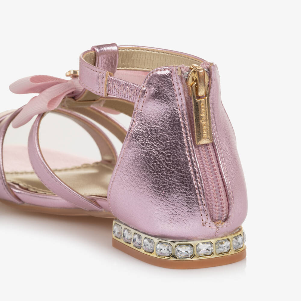 Angel's Face-Girls Pink Faux Leather Sandals with Crystal Heels | Childrensalon