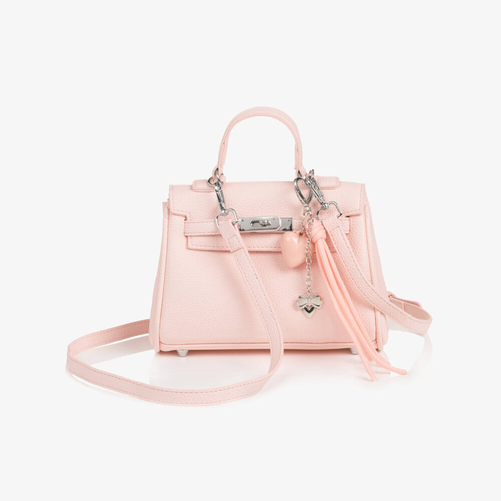Angel's Face-Girls Pink Faux Leather Vicki Charm Bag (20cm) | Childrensalon