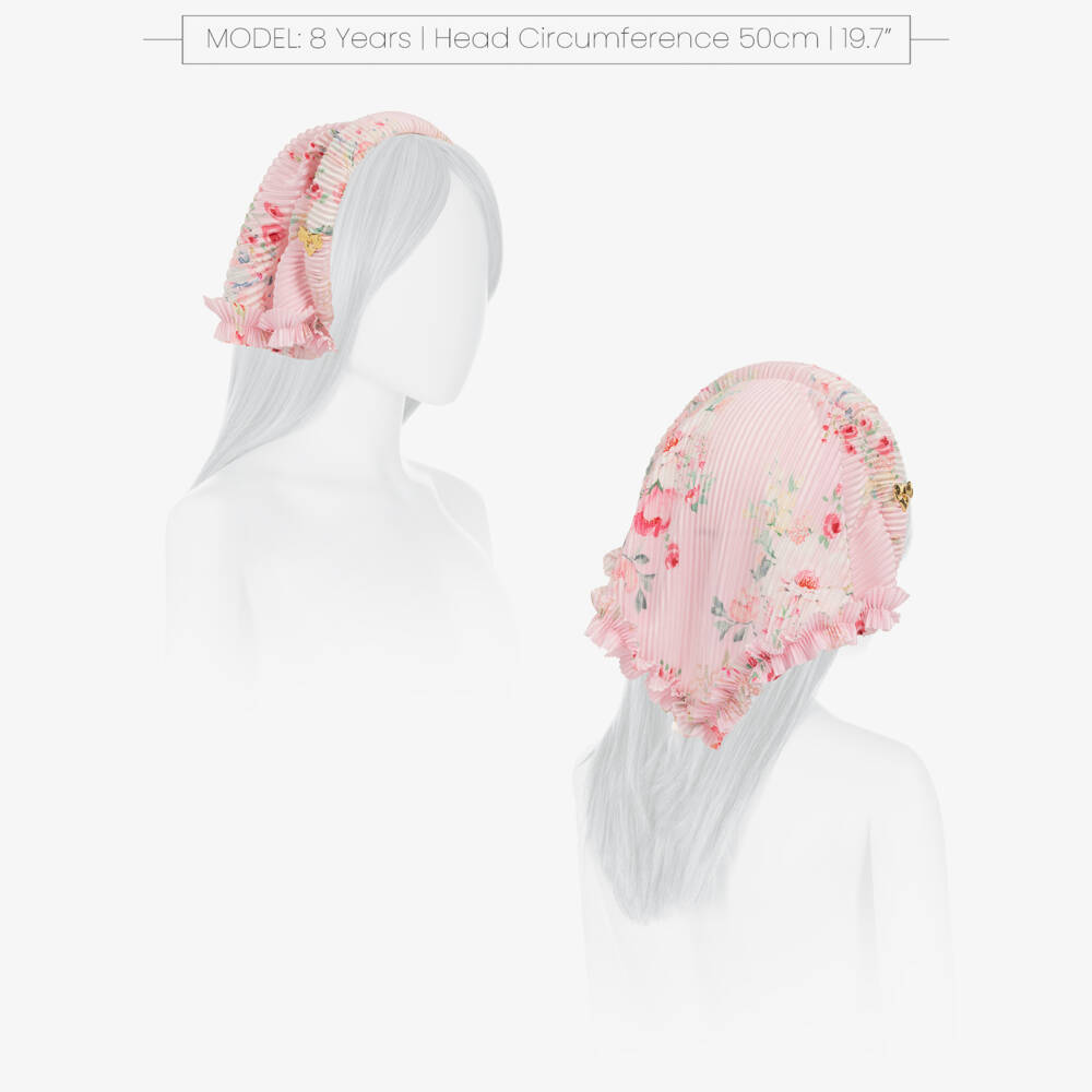 Angel's Face-Girls Pink Floral Hairband with Pleated Headscarf | Childrensalon