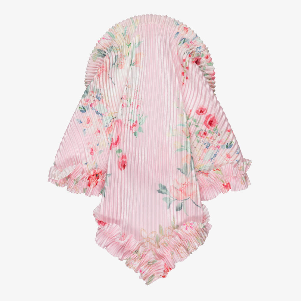 Angel's Face-Girls Pink Floral Hairband with Pleated Headscarf | Childrensalon