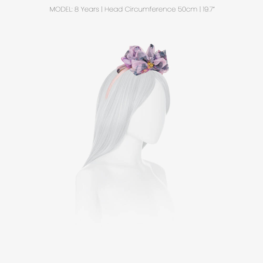 Angel's Face-Girls Pink Floral Tulle Bow Hairband | Childrensalon