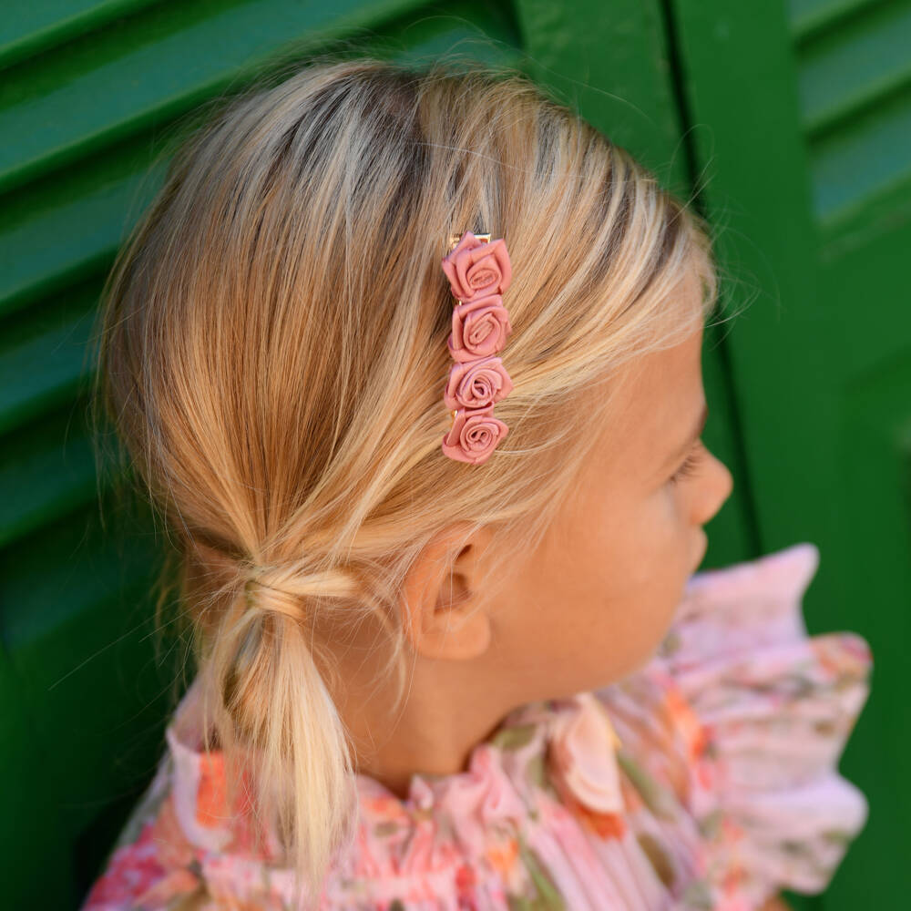Angel's Face-مشبك شعر مزين بورود لون زهري للبنات (عدد 2) | Childrensalon