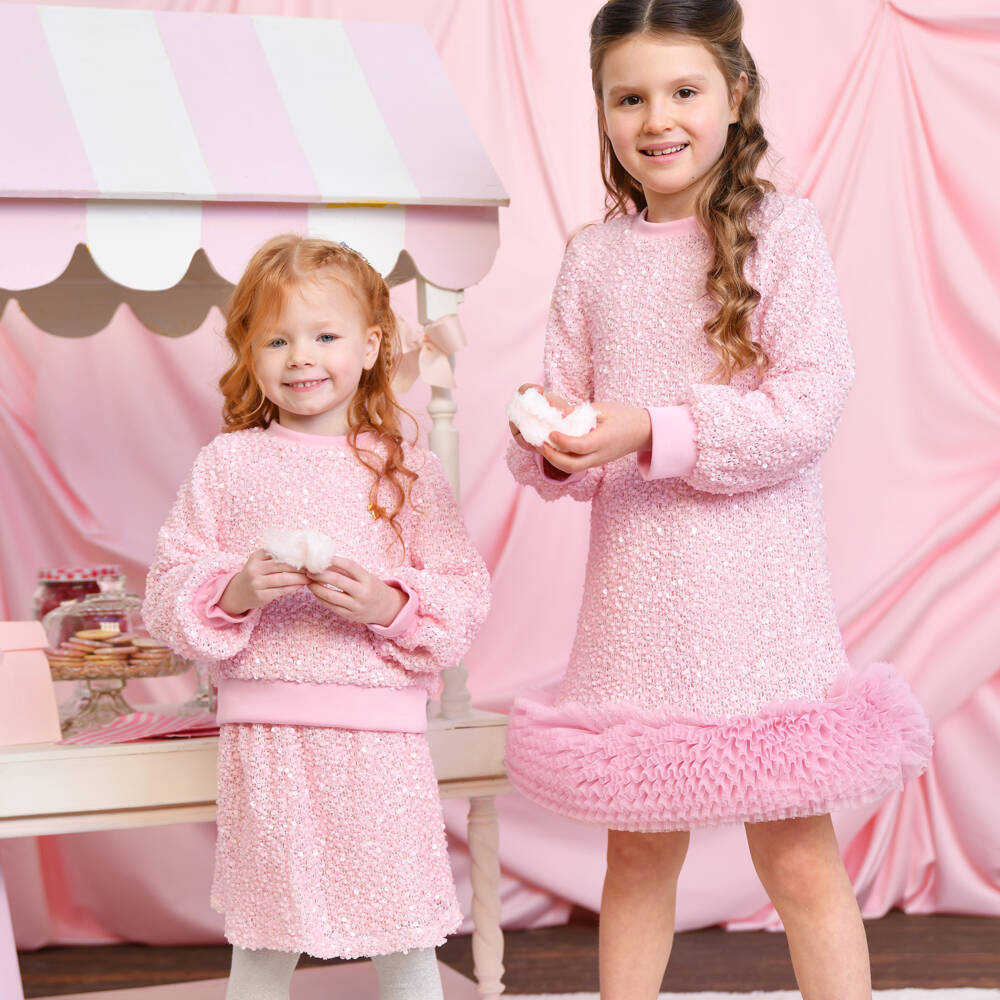 Angel's Face-Girls Pink Genevieve Skirt Set with Sequins | Childrensalon