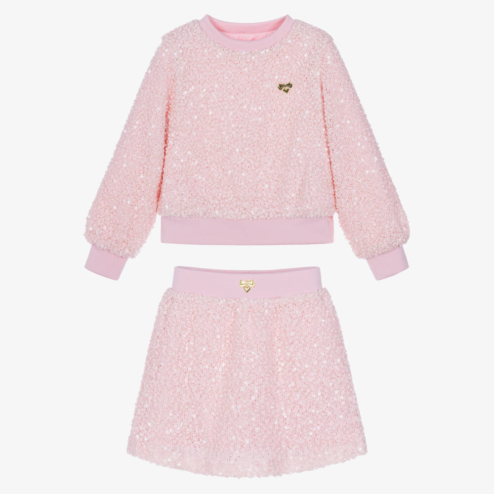 Angel's Face-Girls Pink Genevieve Skirt Set with Sequins | Childrensalon