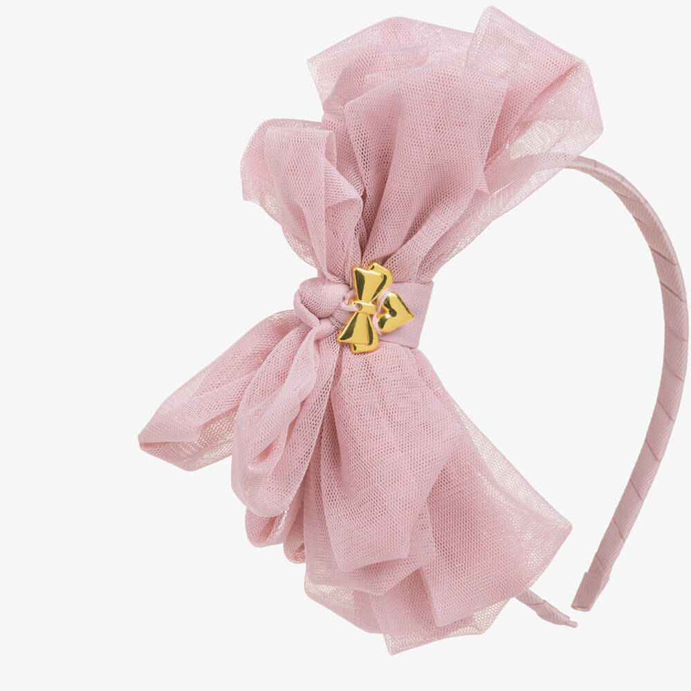 Angel's Face-Girls Pink Gladys Tulle Bow Hairband | Childrensalon