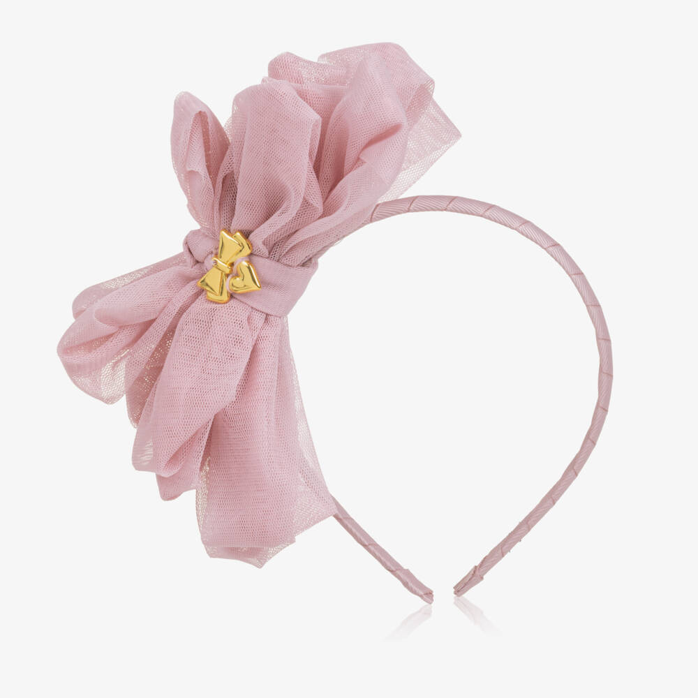 Angel's Face-Girls Pink Gladys Tulle Bow Hairband | Childrensalon
