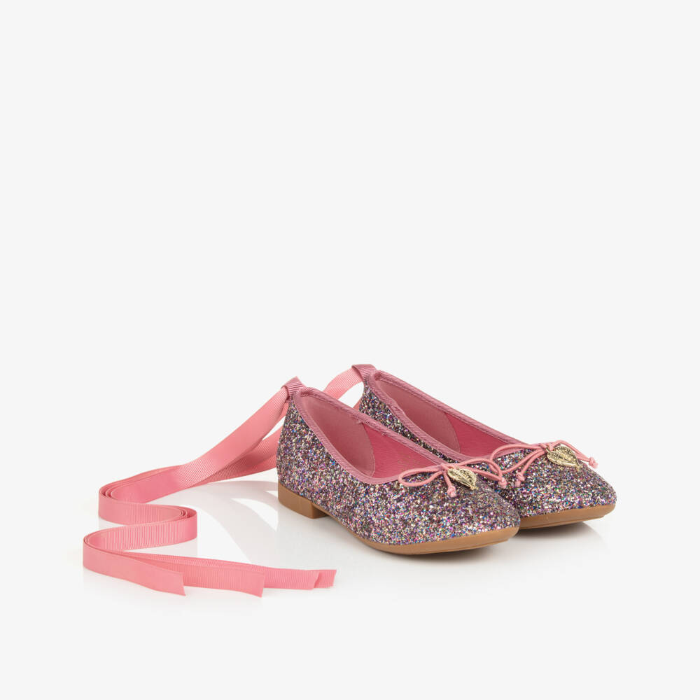Angel's Face-حذاء باليرينا جلد صناعي لون زهري غليتر للبنات | Childrensalon