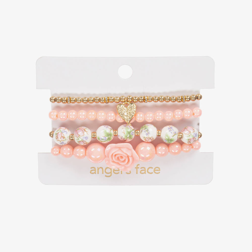 Angel's Face-Girls Pink & Gold Bracelets (4 Pack) | Childrensalon