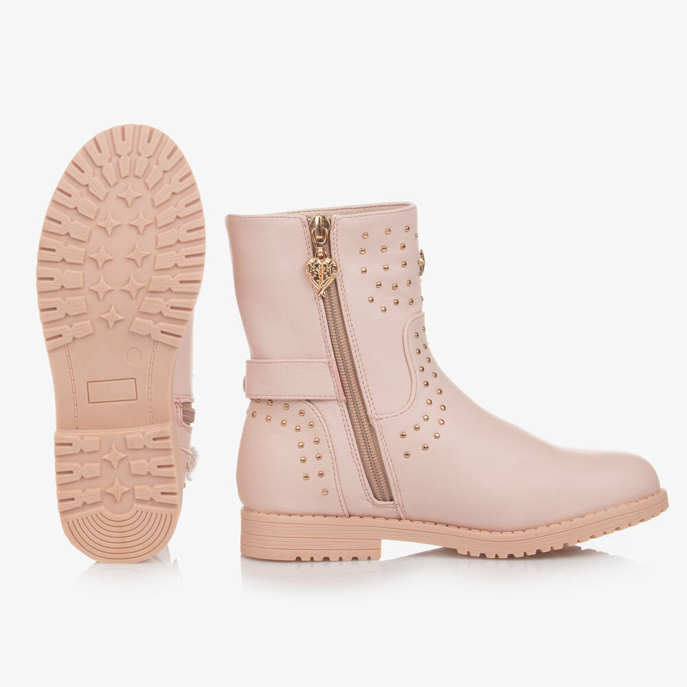 Angel's Face-Girls Pink & Gold Studded Faux Leather Boots | Childrensalon