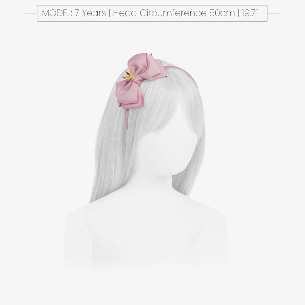 Angel's Face-Girls Pink Hairband with Bow & Diamanté Gold Crown | Childrensalon