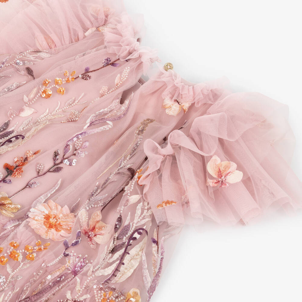 Angel's Face-Girls Pink Heather Embroidered Tulle Dress | Childrensalon