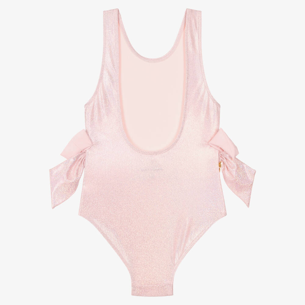 Angel's Face-Girls Pink Iridescent Shimmer Swimsuit with Bows | Childrensalon
