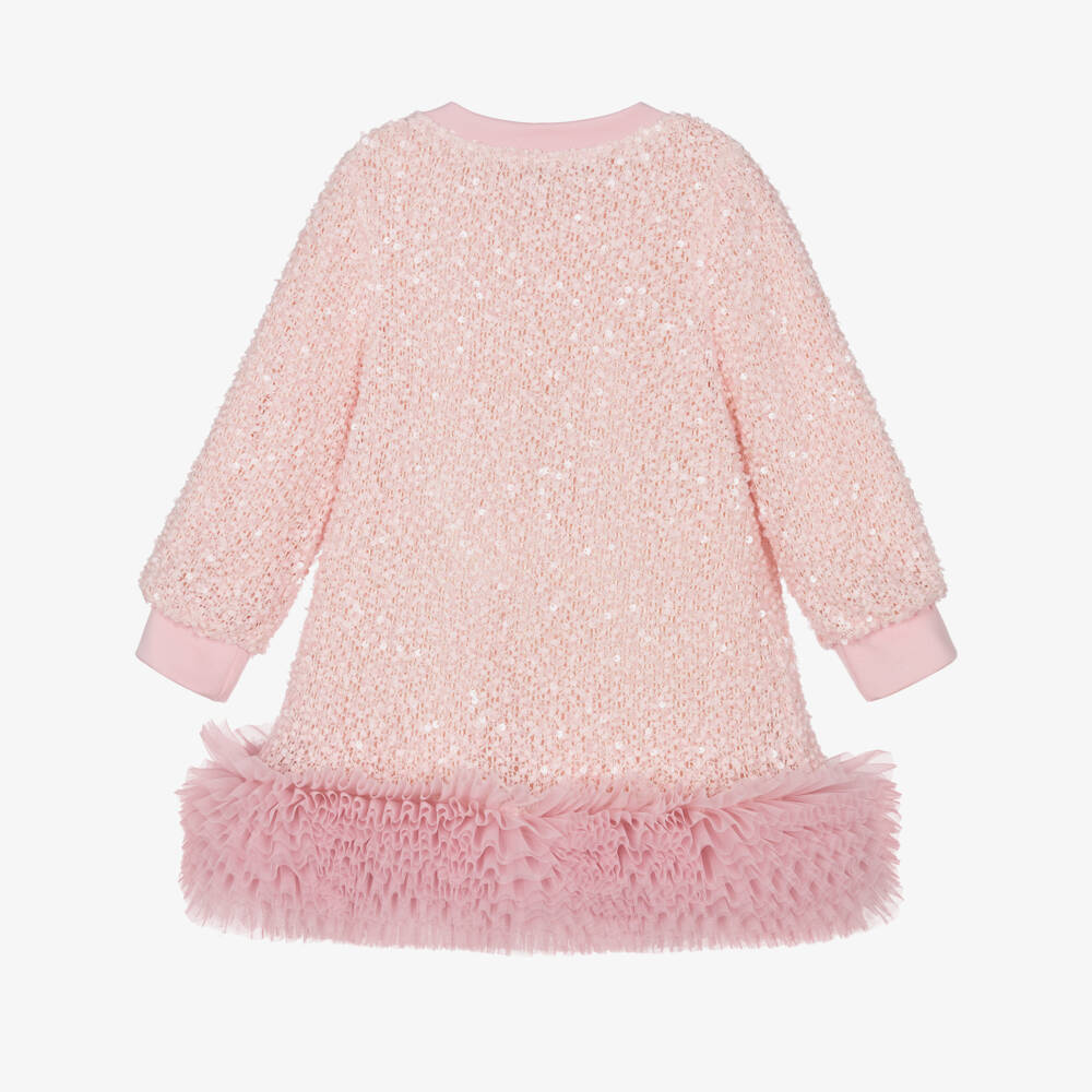 Angel's Face-Girls Pink Jeanette Dress with Sequins & Tulle Ruffles | Childrensalon