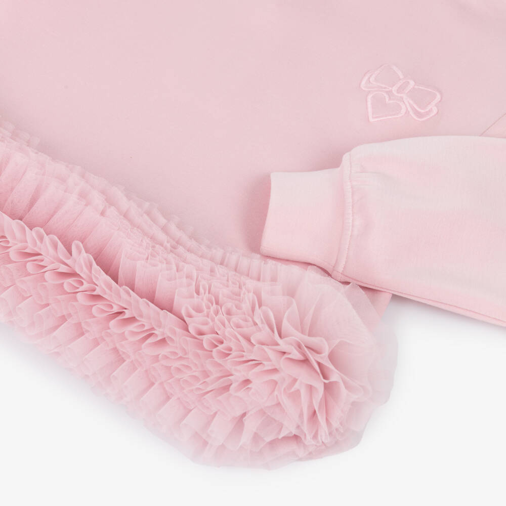 Angel's Face-Girls Pink Jersey Deonne Tracksuit with Tulle Ruffles | Childrensalon