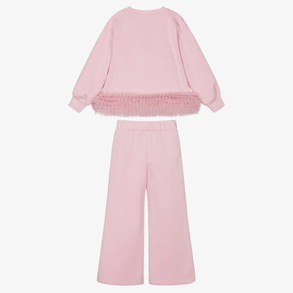Angel's Face-Girls Pink Jersey Deonne Tracksuit with Tulle Ruffles | Childrensalon