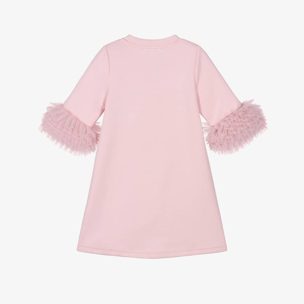 Angel's Face-Girls Pink Jersey Meryl Dress with Tulle Ruffle Sleeves | Childrensalon