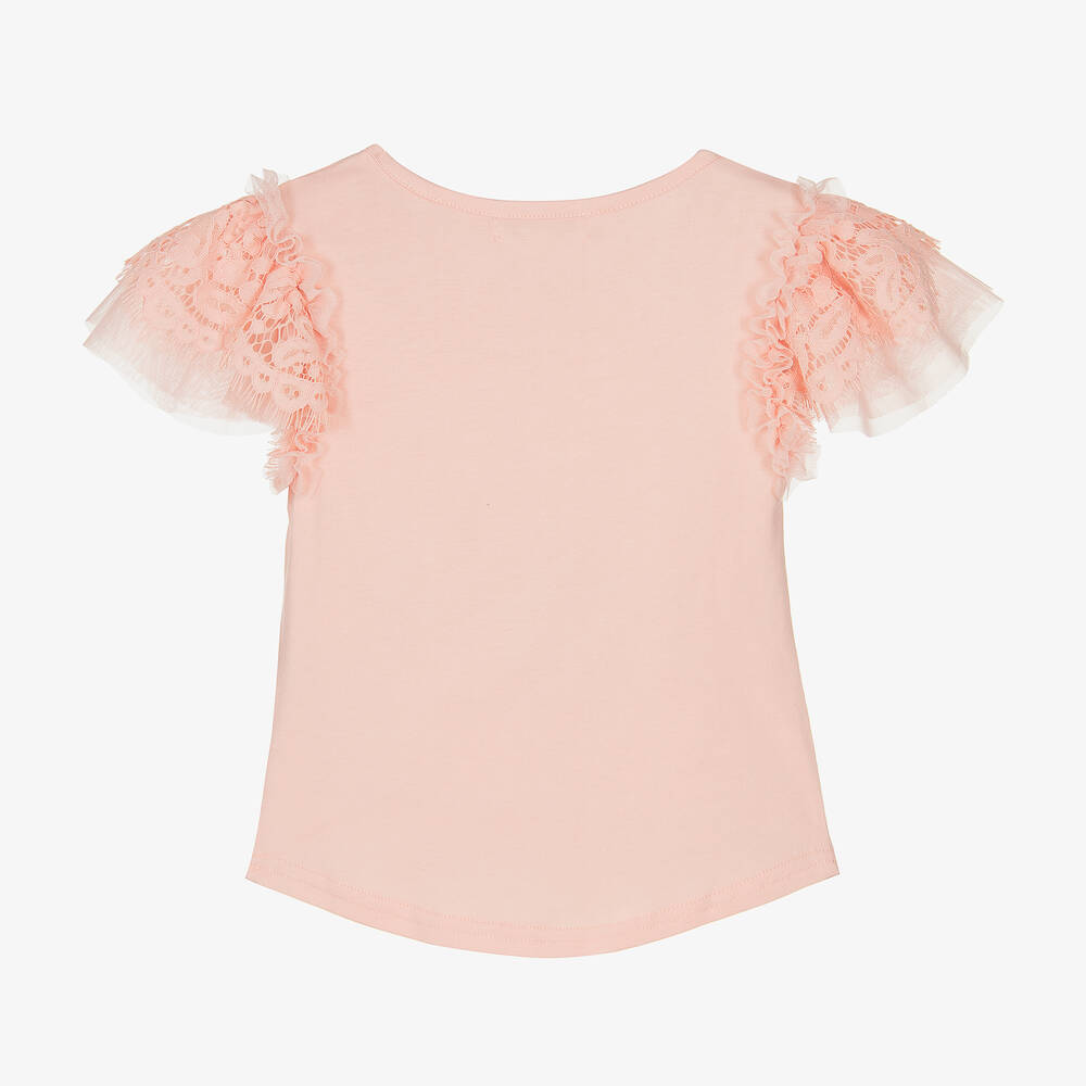 Angel's Face-Girls Pink Lace Sleeve Top | Childrensalon
