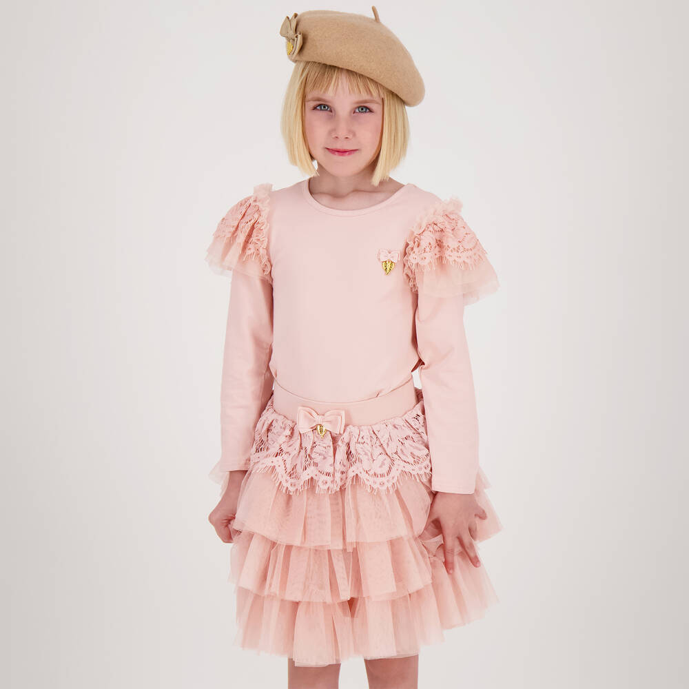 Angel's Face-Розовая юбка из тюля с кружевом | Childrensalon