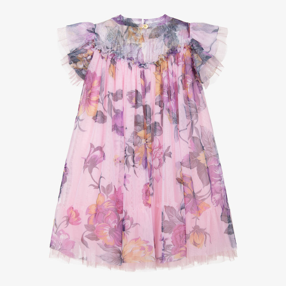Angel's Face-Girls Pink & Lilac Floral Tulle Dress | Childrensalon