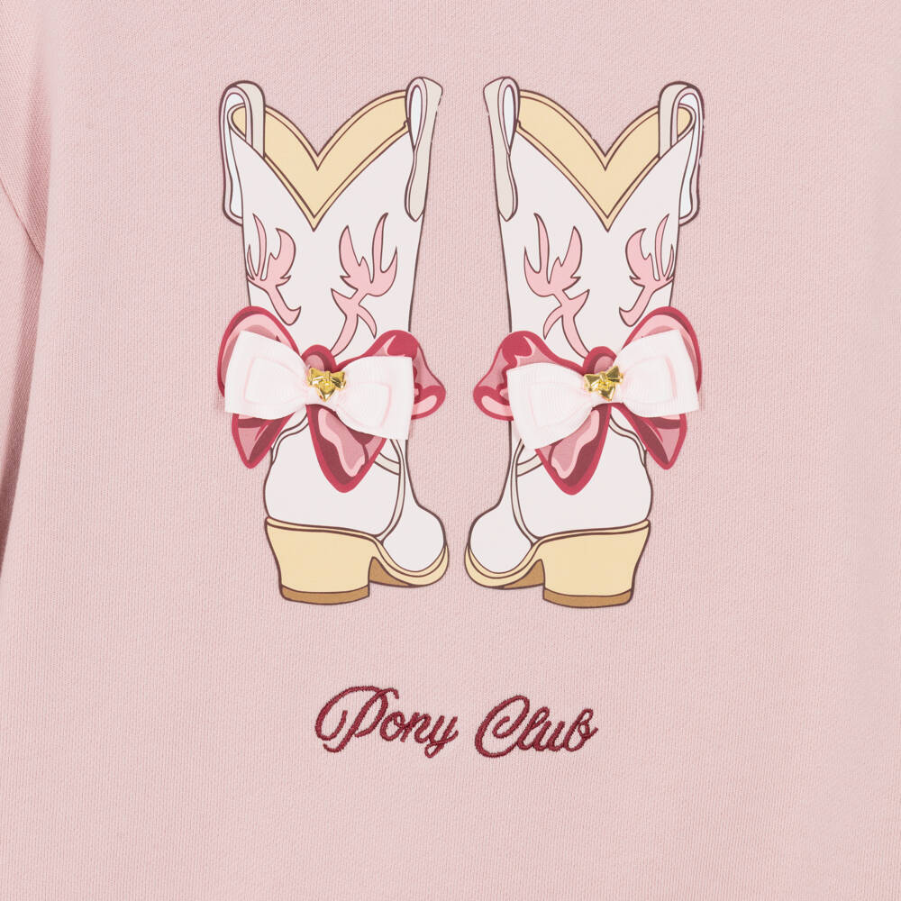Angel's Face-Girls Pink Miley Sweatshirt with Pony Club Embroidery | Childrensalon
