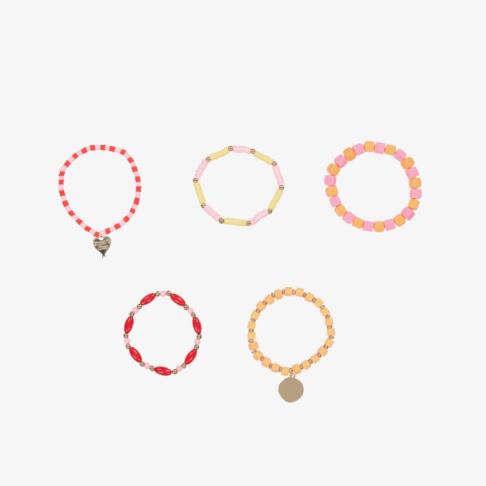 Angel's Face-Girls Pink & Orange Bead Bracelets (5 Pack) | Childrensalon