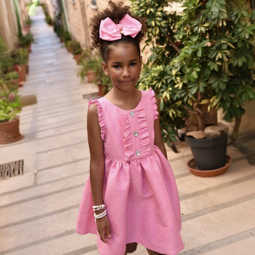 Angel's Face-فستان جاكار بنقشة بيزلي لون زهري | Childrensalon