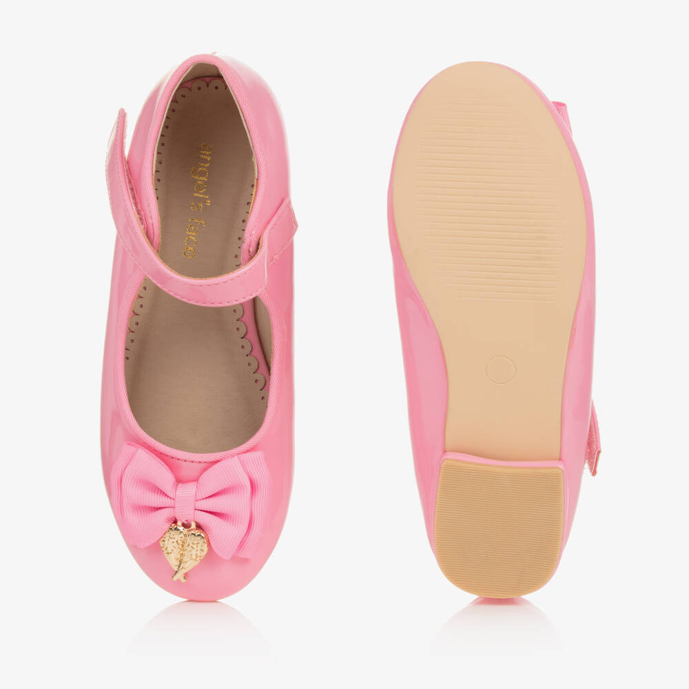 Angel's Face-Girls Pink Patent Faux Leather Shoes with Logo Bow | Childrensalon